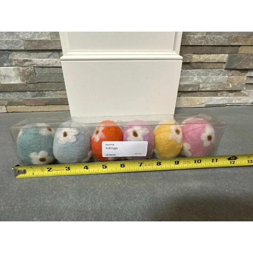 At Home Easter Felt Eggs Figurine Set Of 6 Multicolor Seasonal Decor